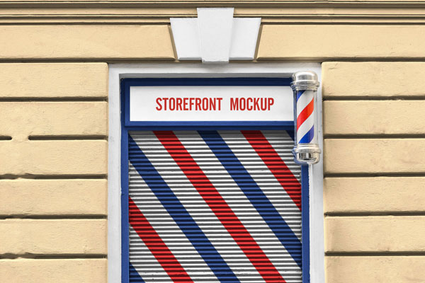 Mockup of a Storefront with a Metal Door FREE PSD