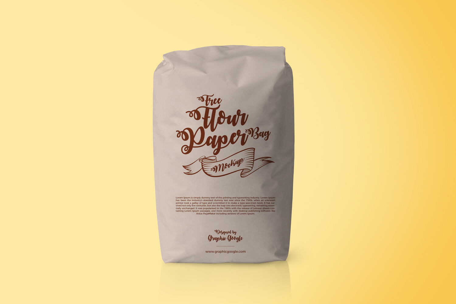 Mockup of a Stuffed Sealed Paper Bag Standing in a Front View FREE PSD