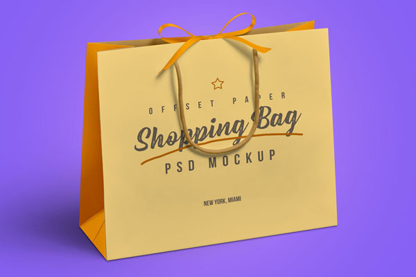 Mockup of an Offset Paper Turn Top Shopping Bag FREE PSD