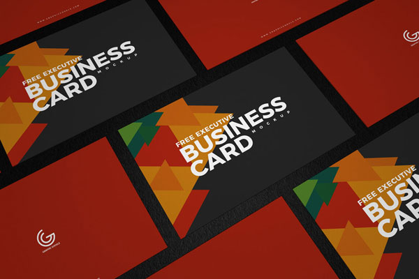 Mockup of Business Cards in Grid at the 3\4 Angle View FREE PSD
