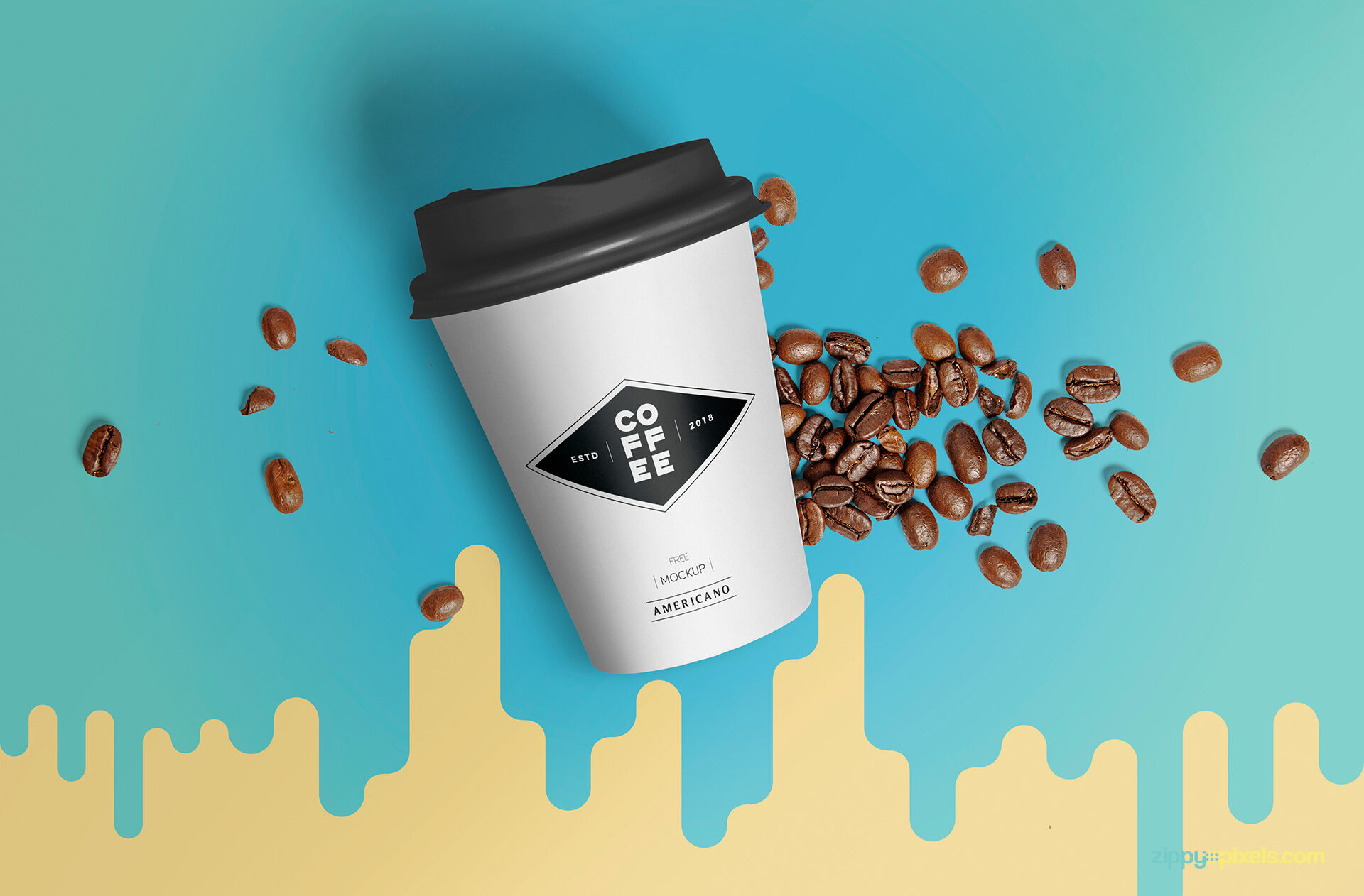 Two Floating Disposable Coffee Cups Mockup (FREE) - Resource Boy