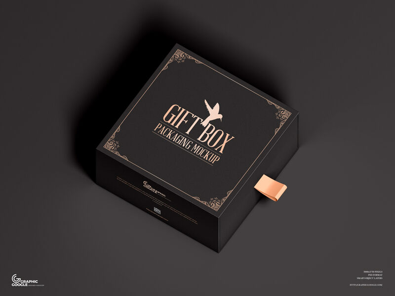 Mockup of Slider Cardboard Gift Box in Perspective FREE PSD
