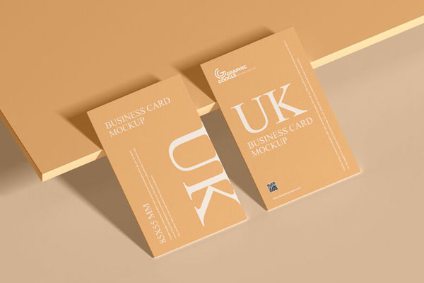 Mockup of Two Business Cards Laid on a Board FREE PSD