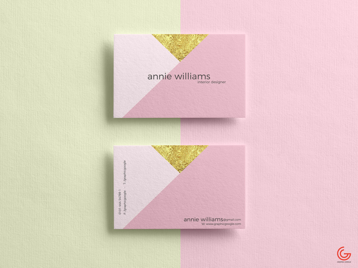 Mockup of Two Horizontal Textured Business Cards in Top View FREE PSD