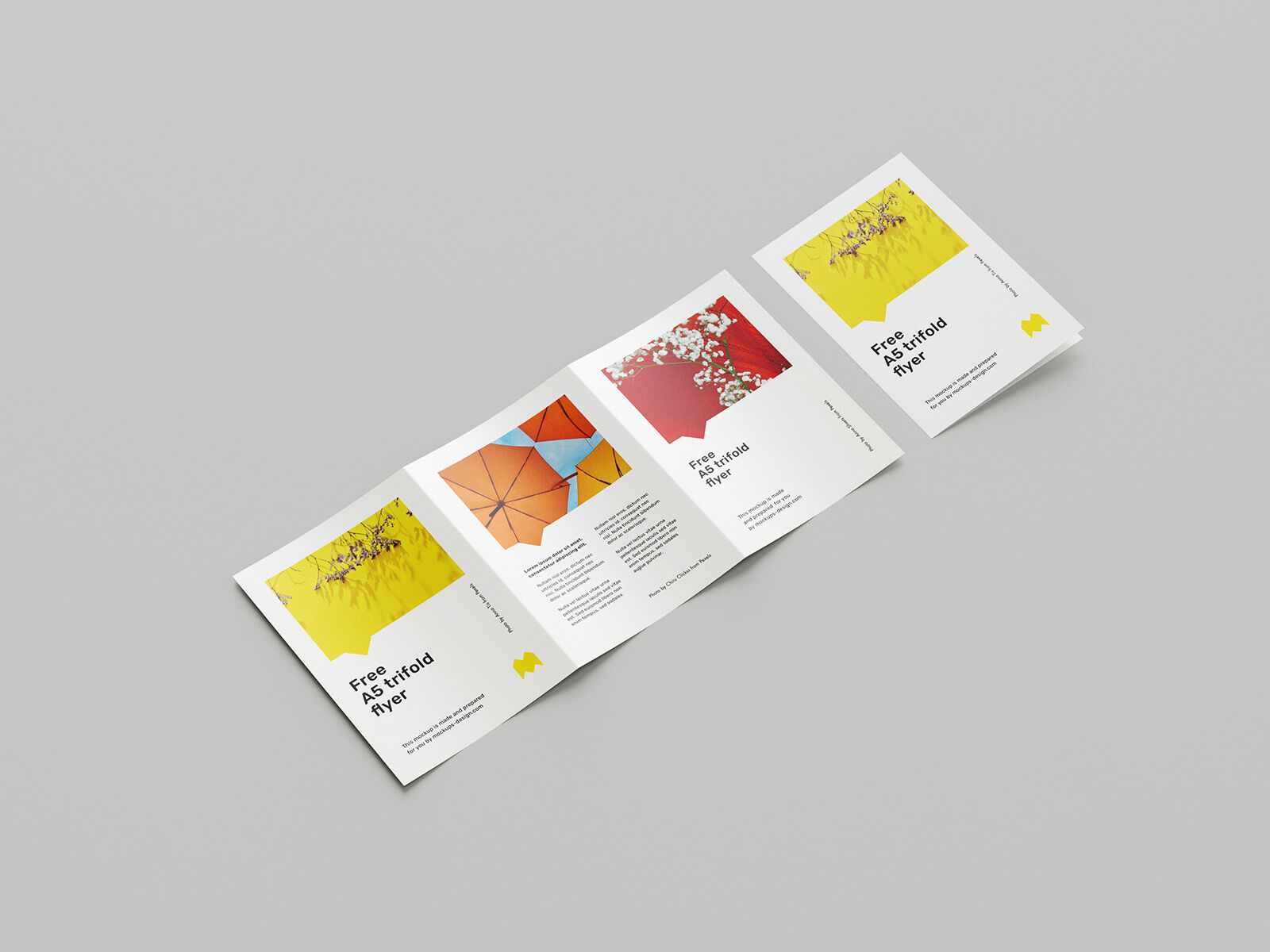Mockup Pack Including A5 Trifold Brochure in 7 Different Positions FREE PSD