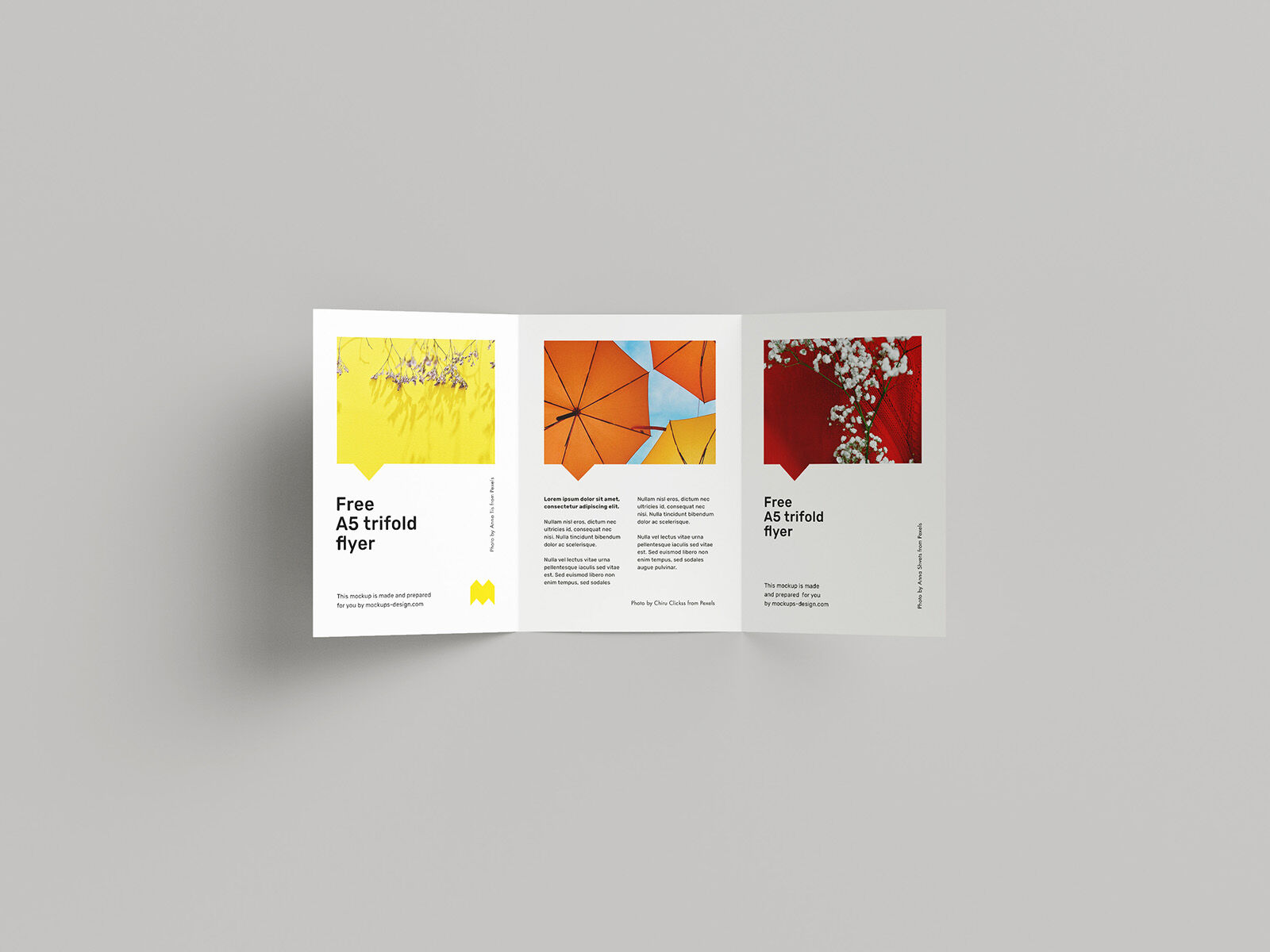 Mockup Pack Including A5 Trifold Brochure in 7 Different Positions FREE PSD