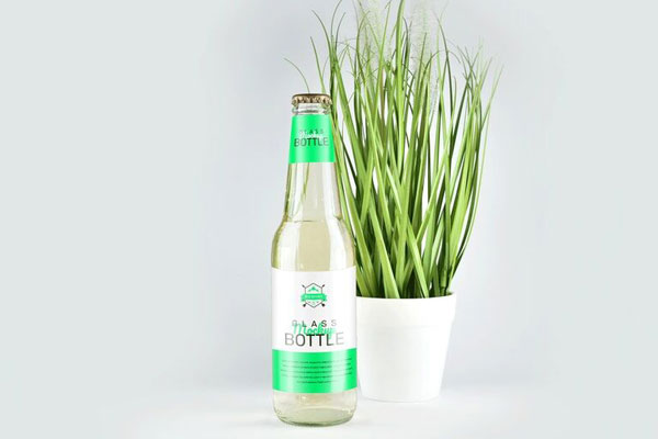 Mockup Showcasing 330ml Clear Glass Bottle with Plant Pot FREE PSD