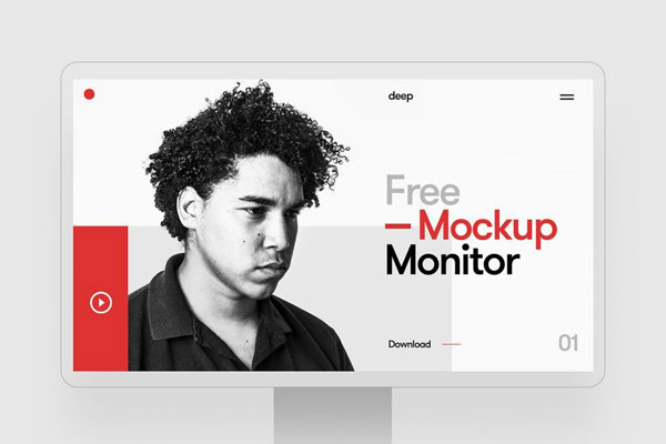 Mockup Showcasing Complete View of Monitor Screen FREE PSD