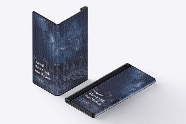Mockup Showcasing Half Folded and Completely Closed Huawei Mate X FREE PSD
