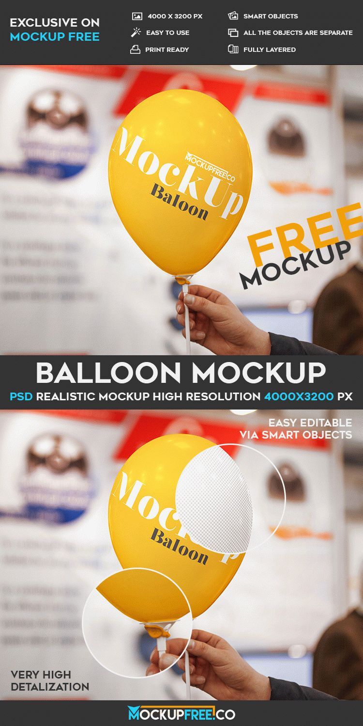 Mockup Showcasing Hand Holding Balloon with Blurry Background FREE PSD