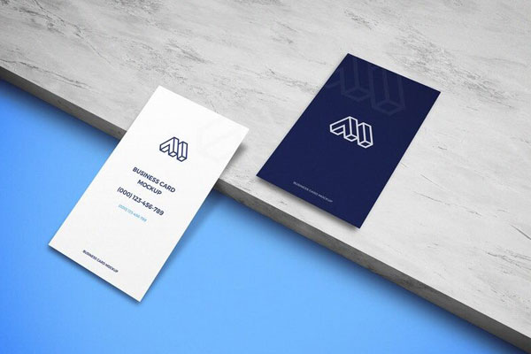 Mockup Showcasing Pair of Business Cards On Ceramic FREE PSD