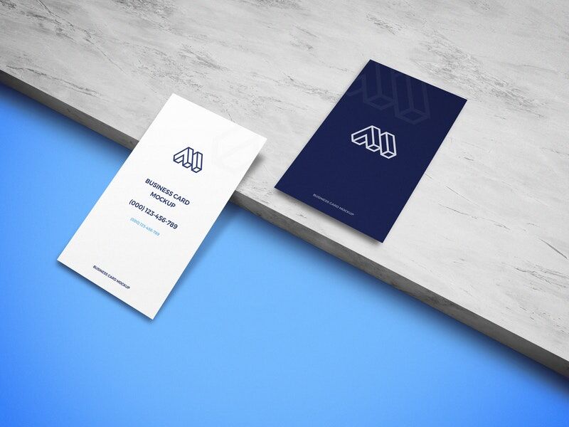 Mockup Showcasing Pair of Business Cards On Ceramic FREE PSD