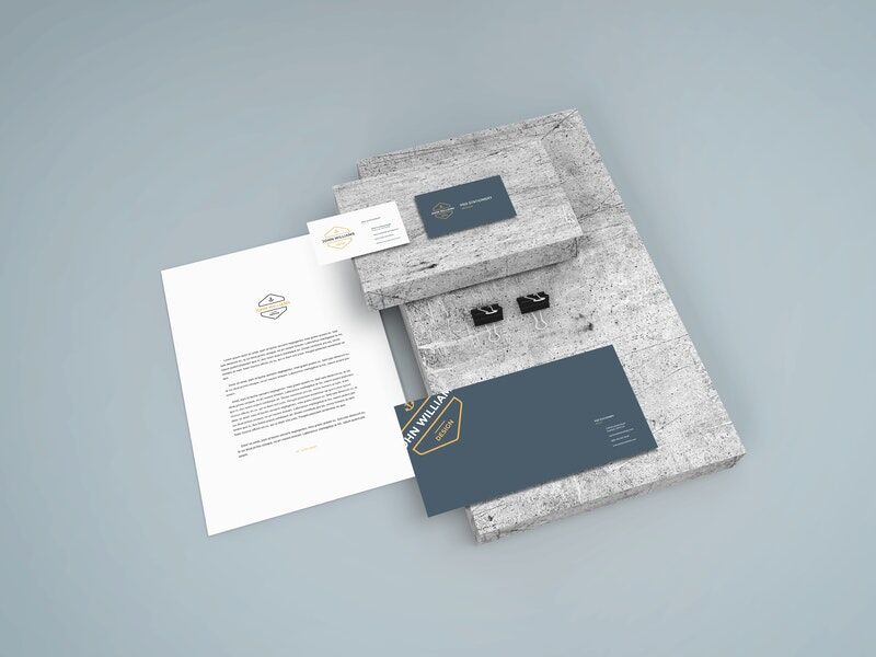 Mockup Showcasing Stationery Scene of Business Cards, Envelop and Letterhead FREE PSD