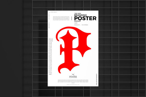 Mockup Showcasing Top View of Poster on Dark Fence Surface FREE PSD