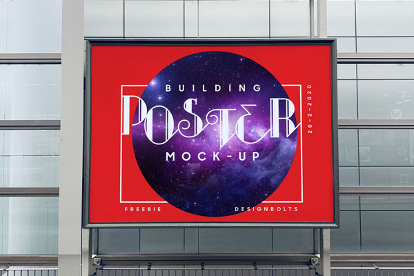 Mockup Showing a Metal Framed Poster Mounted On Building FREE PSD