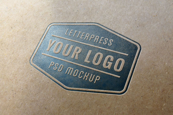 Mockup Showing Overhead View of Logo with Letterpress Effect FREE PSD