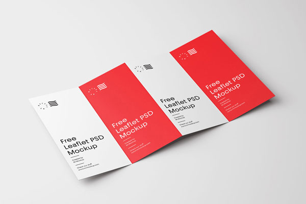 Mockup Showing Side View of Opened Four-fold Brochure FREE PSD