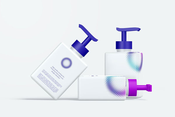 Mockup Showing Three Square Shape Pump Bottles FREE PSD