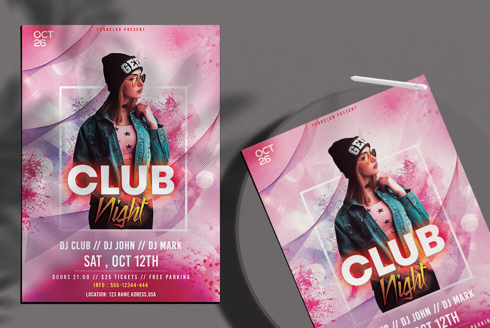 Modern Abstract Ladies Night Club Flyer Template FREE PSD