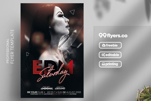 Modern Black EDM Party Flyer Template FREE PSD