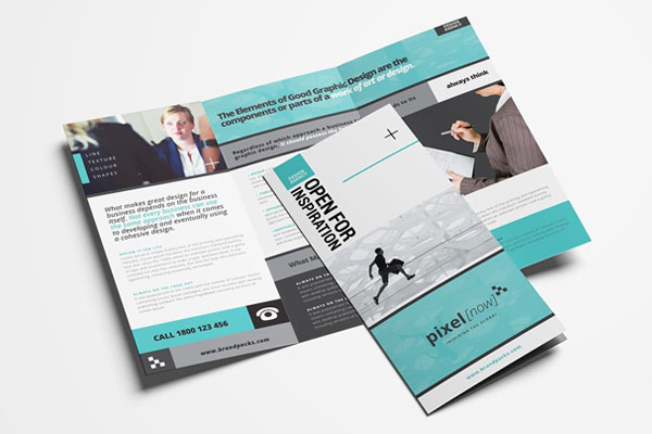 Modern Business Trifold Brochure Template Featuring Cyan Theme FREE PSD
