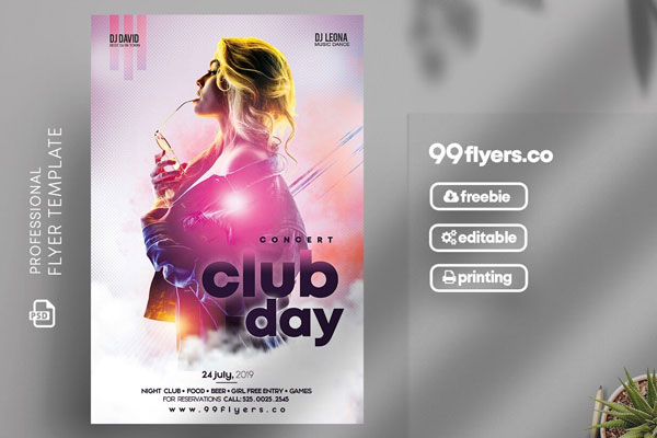 Modern Club Party Flyer Template FREE PSD