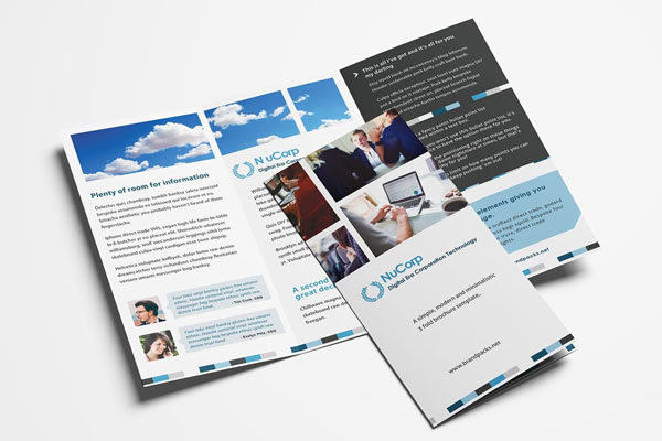 Modern Corporate Trifold Brochure Templates Featuring Back and Front Pages FREE PSD