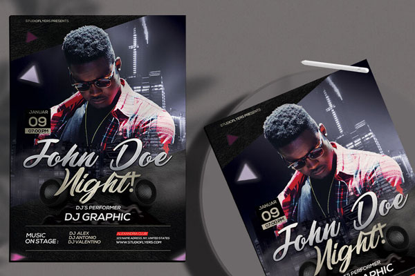 Modern DJ Night Club Party Flyer Template FREE PSD