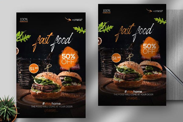 Modern Fast Food Delivery Flyer Template FREE PSD