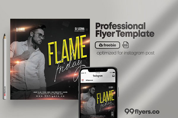 Modern Friday Party Flyer Template FREE PSD