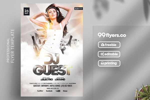 Modern Guest DJ Party Flyer Template FREE PSD