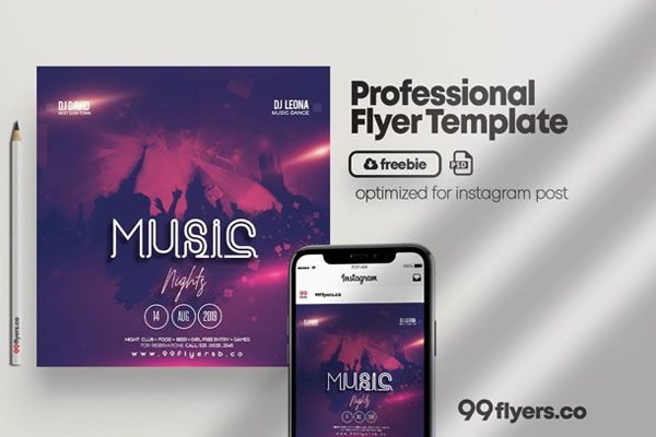 Modern Music Festival Instagram Post Template FREE PSD