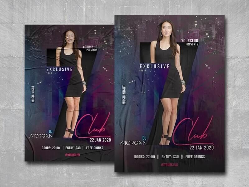 Modern Nightclub Party Flyer Template FREE PSD