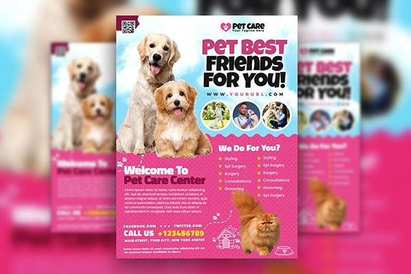 Modern Pet Care Flyer Template FREE PSD