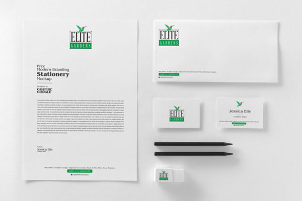 Modern Set of Stationery Branding Mockup FREE PSD