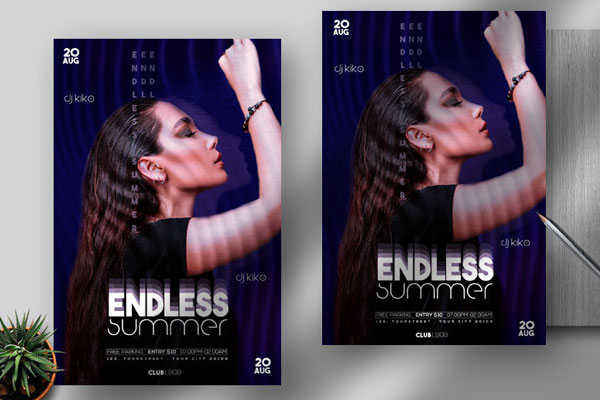 Modern Summer Party Flyer Template FREE PSD