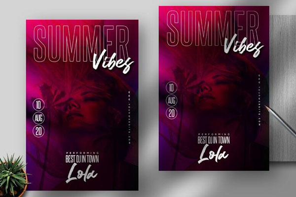 Modern Tropical Summer Party Flyer Template FREE PSD