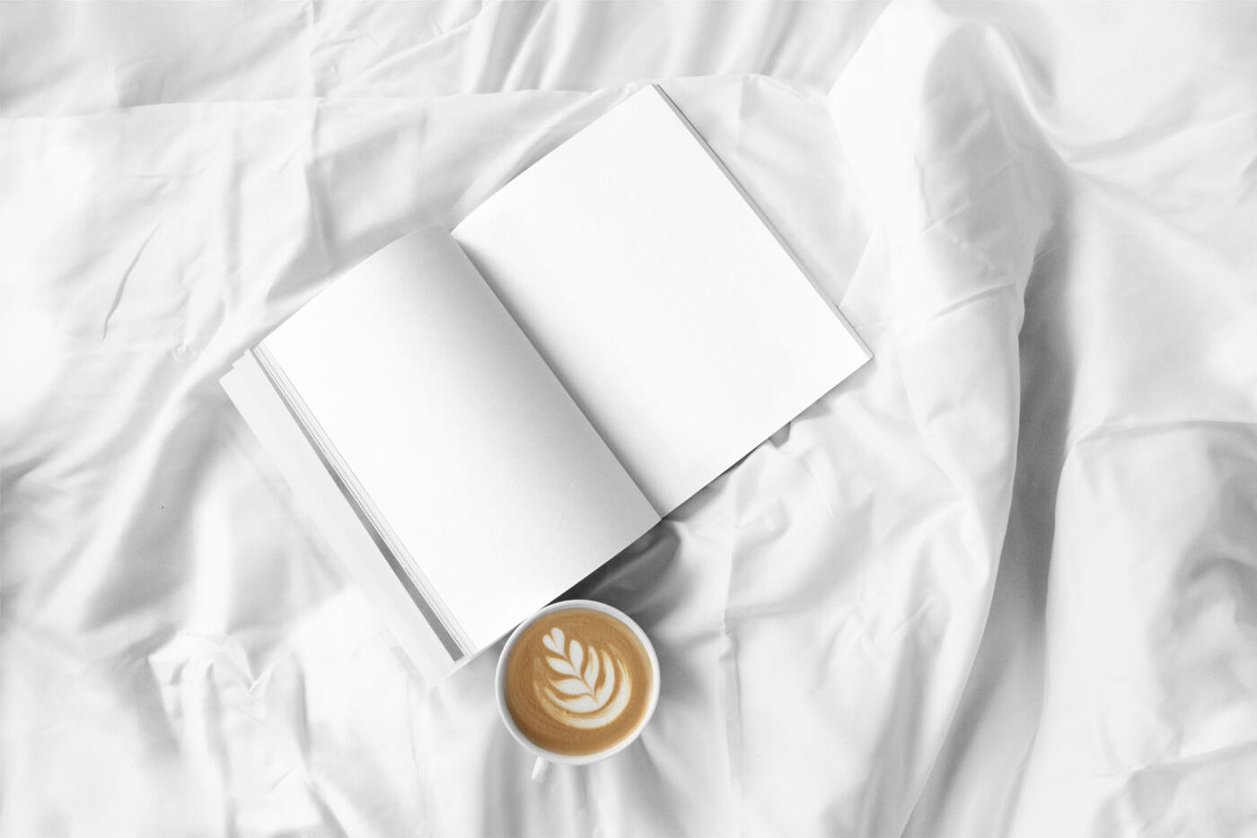 Open Magazine Mockup With A Cup Of Coffee FREE PSD