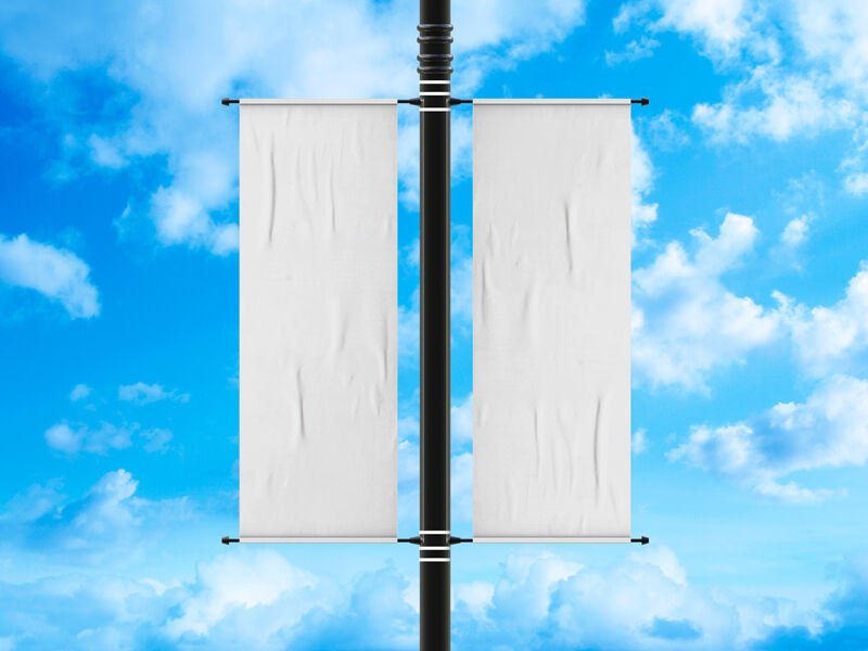 Outdoor Double-Sided Lamp Post Banner Mockup FREE PSD