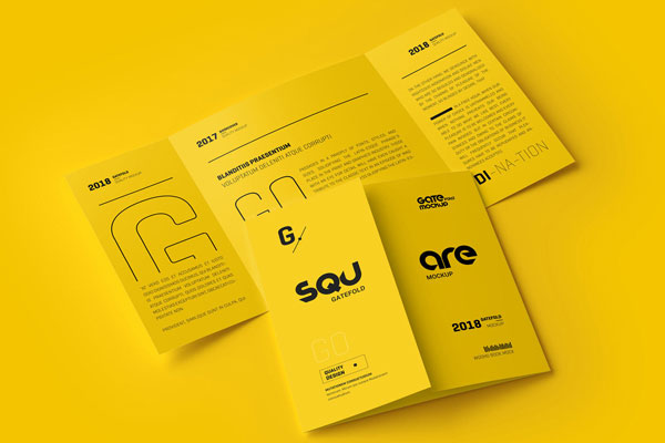 Outer and Inner Pages of Open Gate Fold Brochure Three Mockups FREE PSD