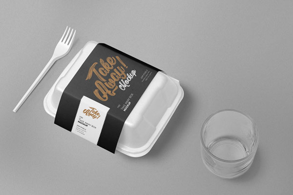 Packaging Sleeve Of A Disposable Food Box Mockup FREE PSD