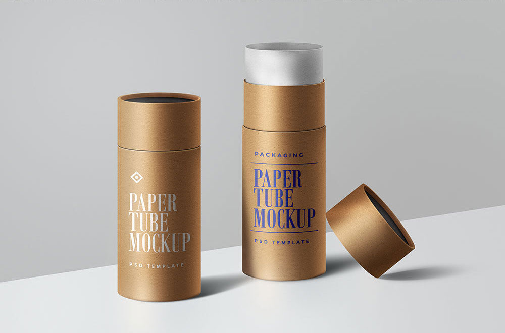Paper Tube Packaging Mockup in Realistic Scene FREE PSD
