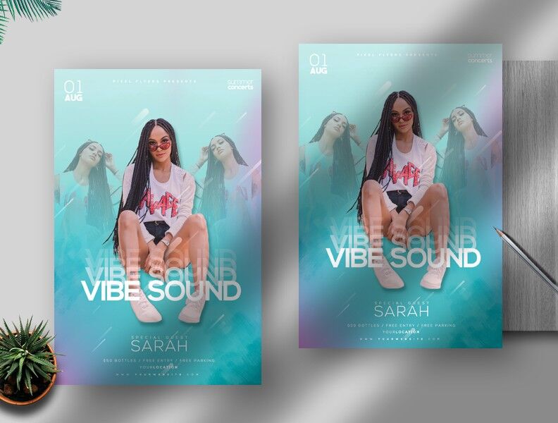 Pastel, Simple Nightclub Flyer Template FREE PSD