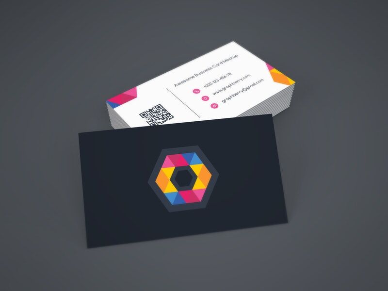 Perspective Business Card Stack Mockup FREE PSD