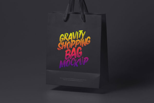 Perspective View of Floating Shopping Bag with Fabric Handles Mockup FREE PSD