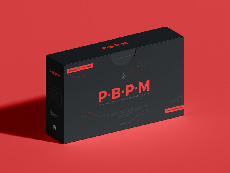 Perspective View of Rectangle Product Box Packaging Mockup FREE PSD
