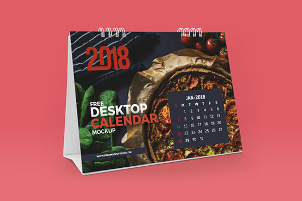 Perspective View of Standing Desktop Calendar FREE PSD