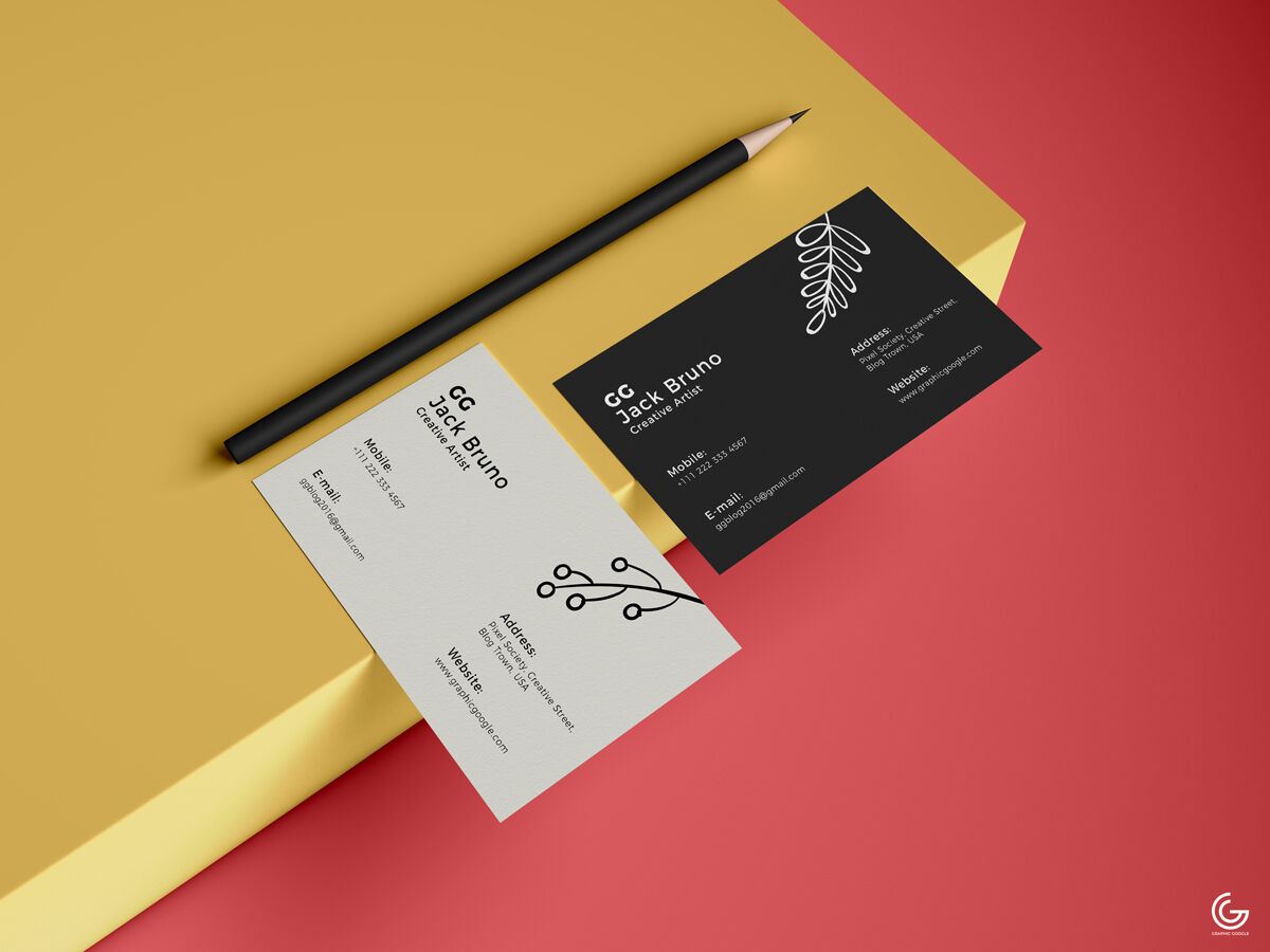 Perspective View of Two Business Cards Mockup FREE PSD