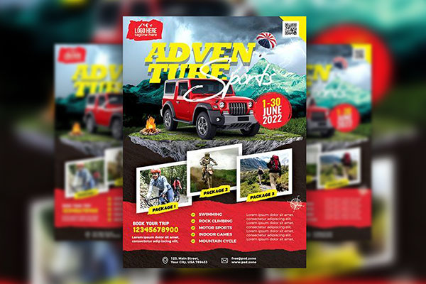 Photorealistic Adventure Tour Flyer Template FREE PSD