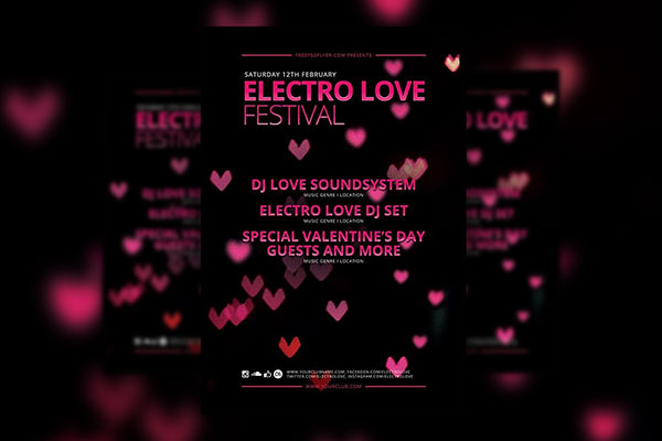 Pink and Black Valentine’s Day Flyer Template FREE PSD
